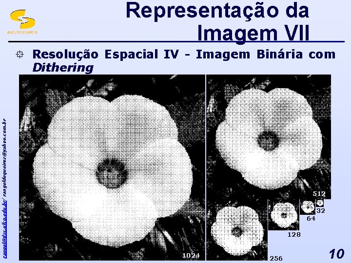 DSC/CCT/UFCG Representação da Imagem VII ° Resolução Espacial IV - Imagem Binária com rangel@dsc.