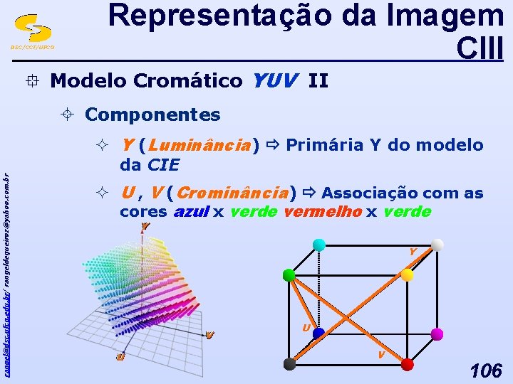 DSC/CCT/UFCG Representação da Imagem CIII ° Modelo Cromático YUV II rangel@dsc. ufcg. edu. br/
