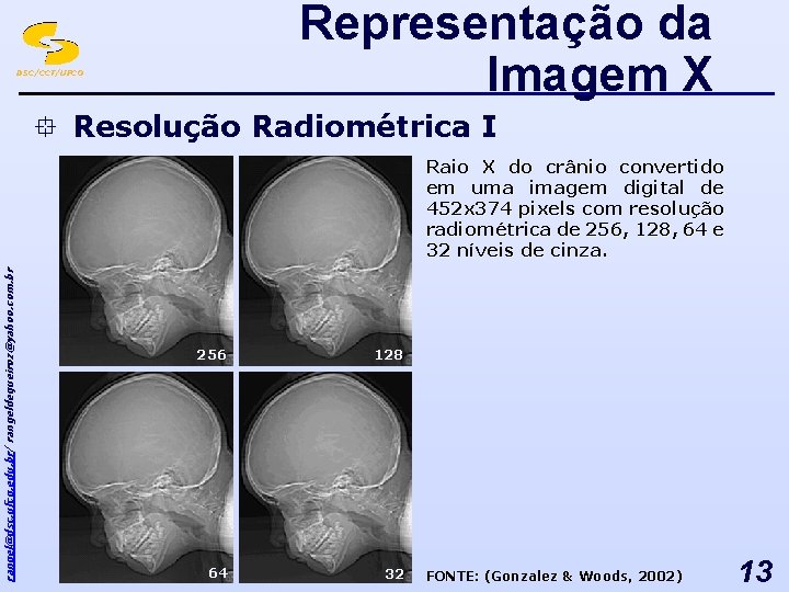 Representação da Imagem X DSC/CCT/UFCG ° Resolução Radiométrica I rangel@dsc. ufcg. edu. br/ rangeldequeiroz@yahoo.