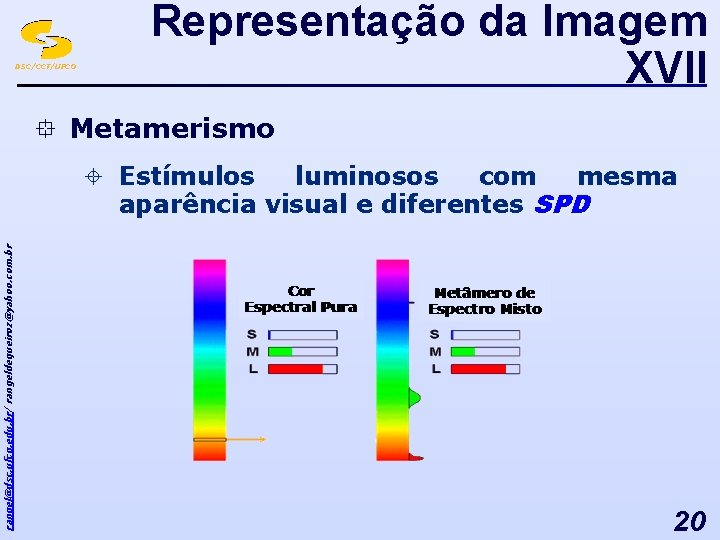 DSC/CCT/UFCG Representação da Imagem XVII ° Metamerismo rangel@dsc. ufcg. edu. br/ rangeldequeiroz@yahoo. com. br