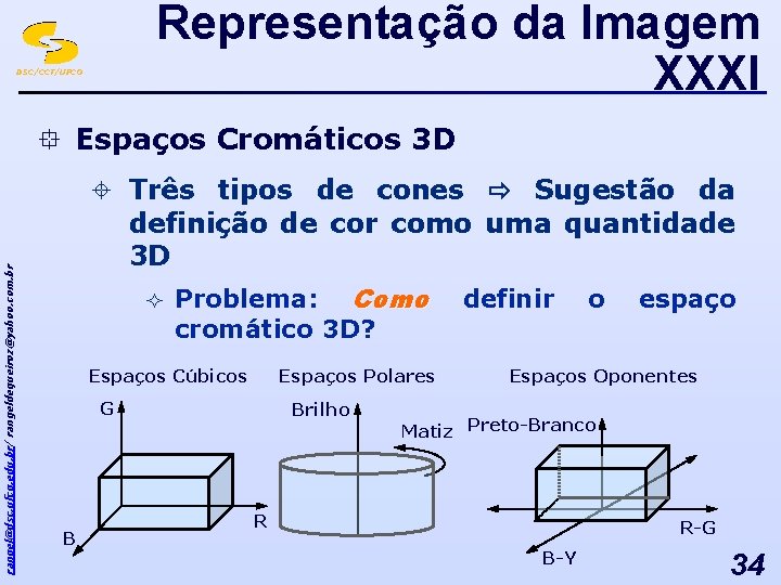 Representação da Imagem XXXI DSC/CCT/UFCG rangel@dsc. ufcg. edu. br/ rangeldequeiroz@yahoo. com. br ° Espaços