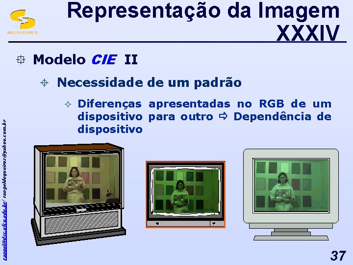 DSC/CCT/UFCG Representação da Imagem XXXIV ° Modelo CIE II ± Necessidade de um padrão