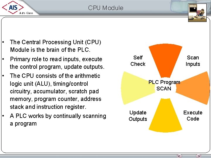 CPU Module • The Central Processing Unit (CPU) Module is the brain of the