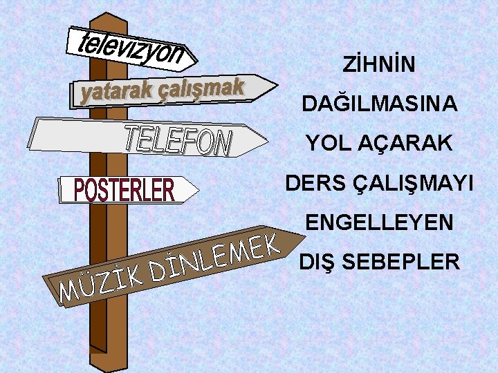 ZİHNİN DAĞILMASINA YOL AÇARAK DERS ÇALIŞMAYI ENGELLEYEN DIŞ SEBEPLER 