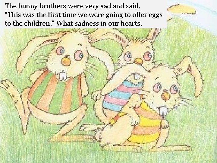 The bunny brothers were very sad and said, "This was the first time we