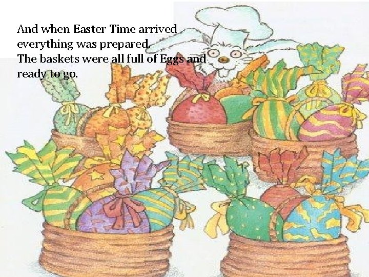 And when Easter Time arrived everything was prepared. The baskets were all full of