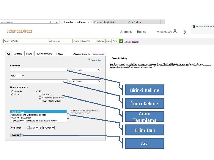 Birinci Kelime İkinci Kelime Aram Tanımlama Bilim Dalı Ara 