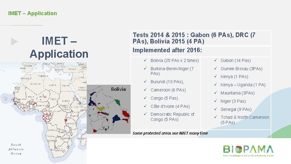 IMET – Application Tests 2014 & 2015 : Gabon (6 PAs), DRC (7 PAs),