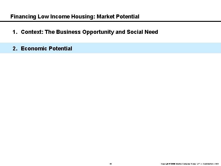 Financing Low Income Housing: Market Potential 1. Context: The Business Opportunity and Social Need