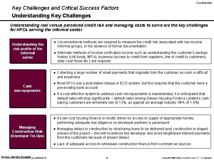 Confidential Key Challenges and Critical Success Factors Understanding Key Challenges Understanding real versus perceived