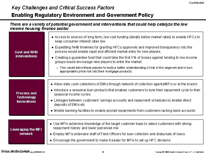Confidential Key Challenges and Critical Success Factors Enabling Regulatory Environment and Government Policy There