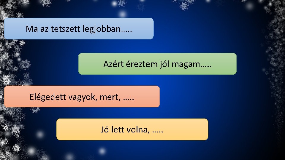 Ma az tetszett legjobban…. . Azért éreztem jól magam…. . Elégedett vagyok, mert, ….