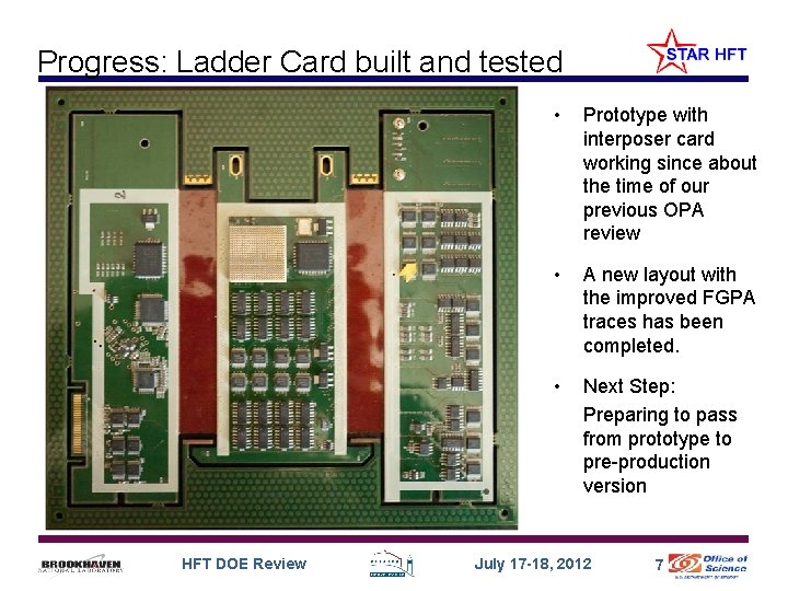 Progress: Ladder Card built and tested HFT DOE Review • Prototype with interposer card