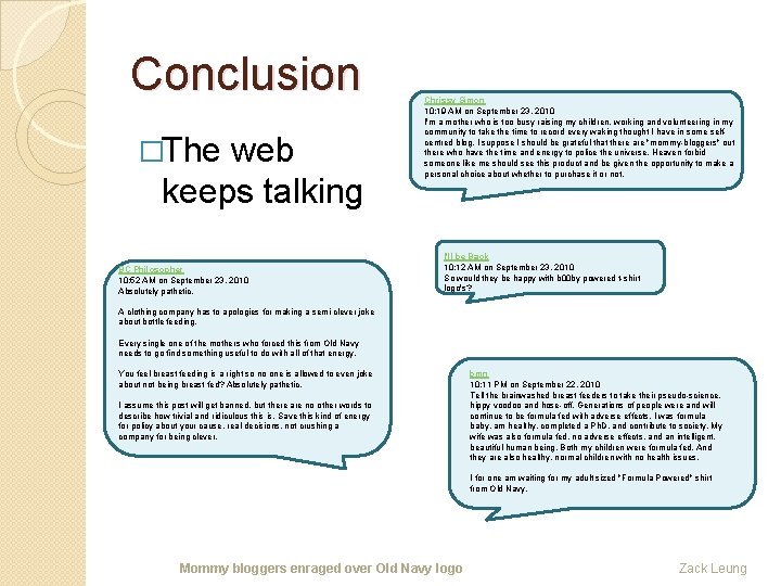 Conclusion �The web keeps talking BC Philosopher 10: 52 AM on September 23, 2010