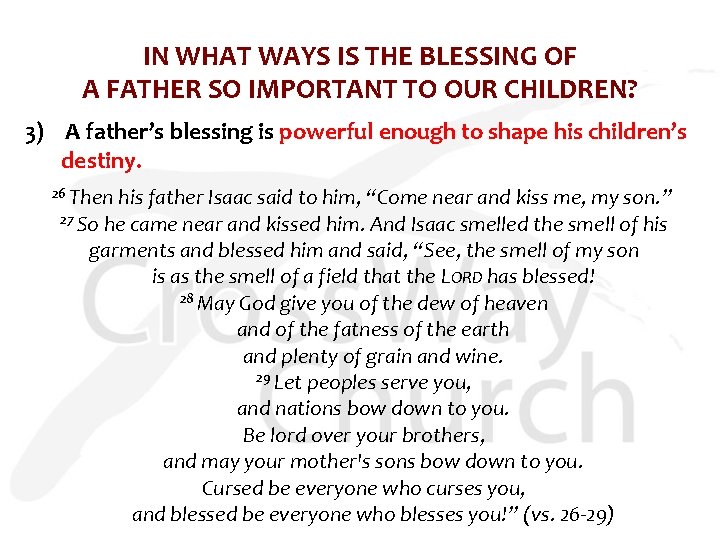 IN WHAT WAYS IS THE BLESSING OF A FATHER SO IMPORTANT TO OUR CHILDREN?
