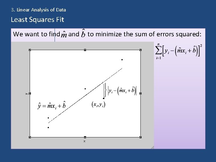 3. Linear Analysis of Data Least Squares Fit We want to find and to