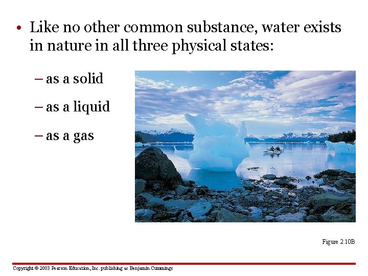  • Like no other common substance, water exists in nature in all three