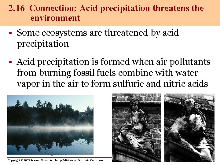 2. 16 Connection: Acid precipitation threatens the environment • Some ecosystems are threatened by