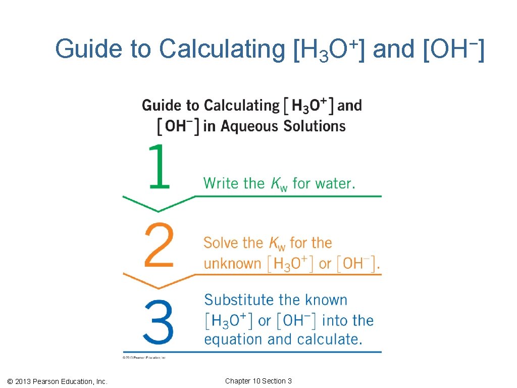 Guide to Calculating [H 3 © 2013 Pearson Education, Inc. Chapter 10 Section 3