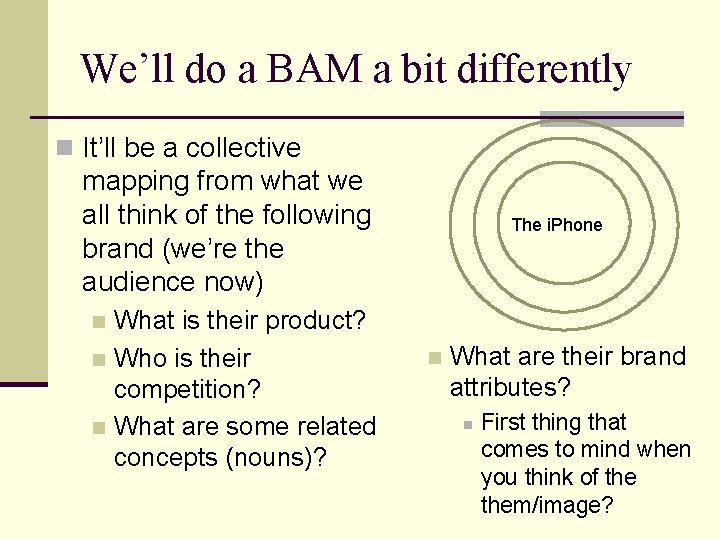 We’ll do a BAM a bit differently n It’ll be a collective mapping from