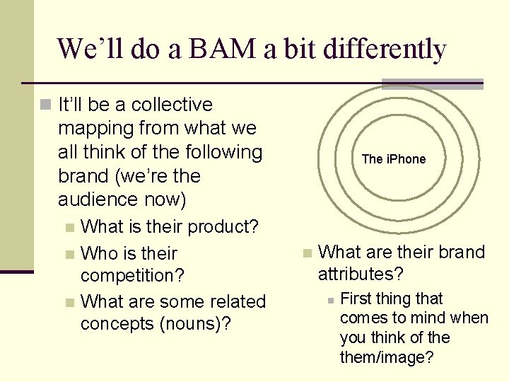 We’ll do a BAM a bit differently n It’ll be a collective mapping from We’ll do a BAM a bit differently n It’ll be a collective mapping from