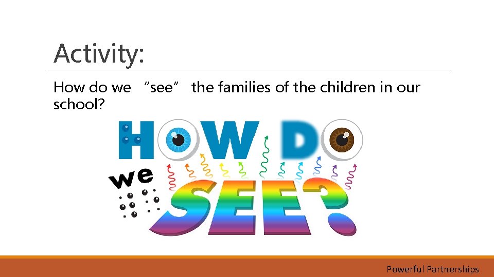 Activity: How do we “see” the families of the children in our school? Powerful