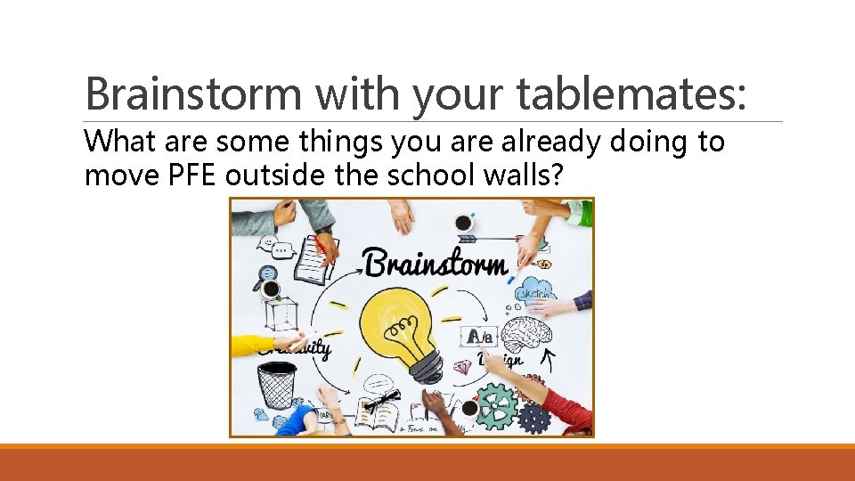 Brainstorm with your tablemates: What are some things you are already doing to move