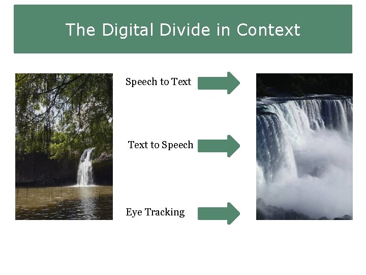 The Digital Divide in Context Speech to Text to Speech Eye Tracking 