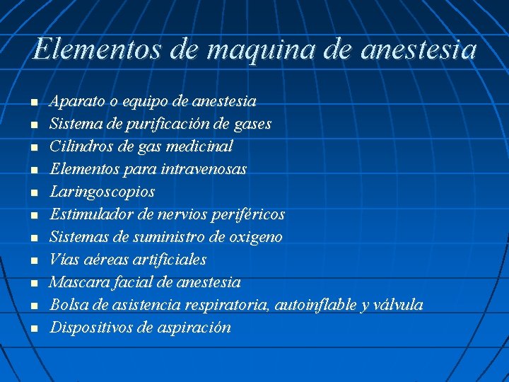 Elementos de maquina de anestesia Aparato o equipo de anestesia Sistema de purificación de