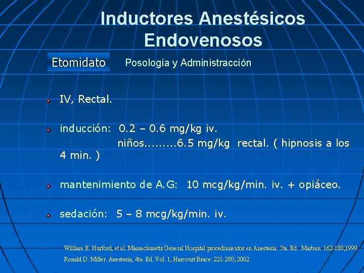 Inductores Anestésicos Endovenosos Etomidato Posología y Administracción IV, Rectal. inducción: 0. 2 – 0.