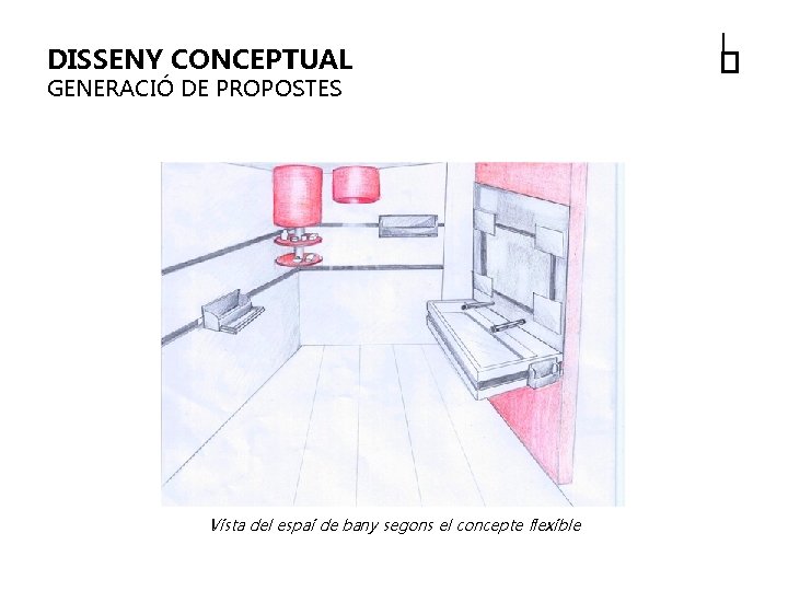 DISSENY CONCEPTUAL GENERACIÓ DE PROPOSTES Vista del espai de bany segons el concepte flexible