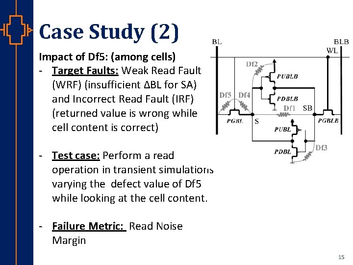 Case Study (2) Impact of Df 5: (among cells) - Target Faults: Weak Read