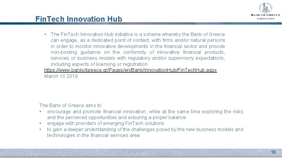 Fin. Tech Innovation Hub • The Fin. Tech Innovation Hub initiative is a scheme