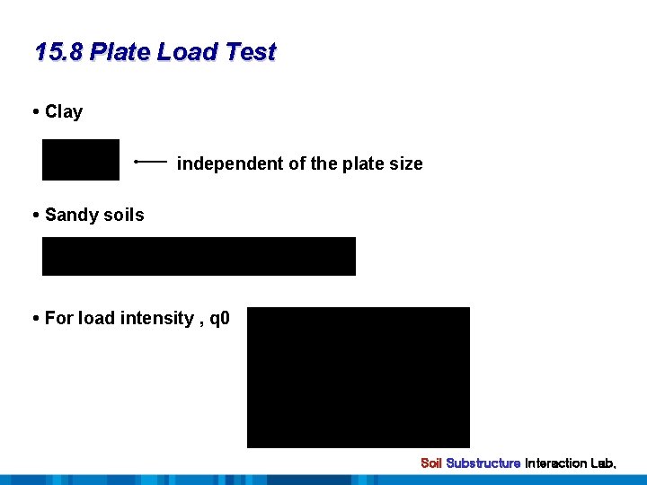 15. 8 Plate Load Test • Clay independent of the plate size • Sandy