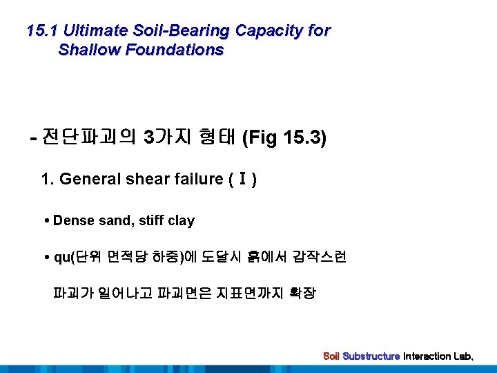 15. 1 Ultimate Soil-Bearing Capacity for Shallow Foundations - 전단파괴의 3가지 형태 (Fig 15.