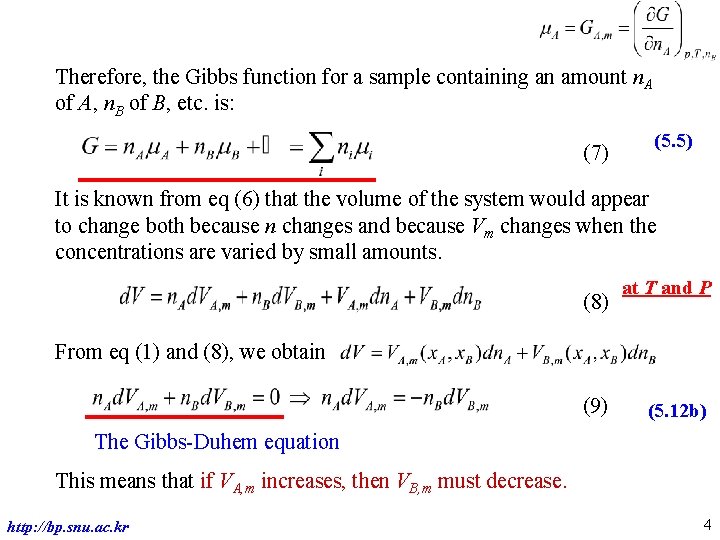 Therefore, the Gibbs function for a sample containing an amount n. A of A,