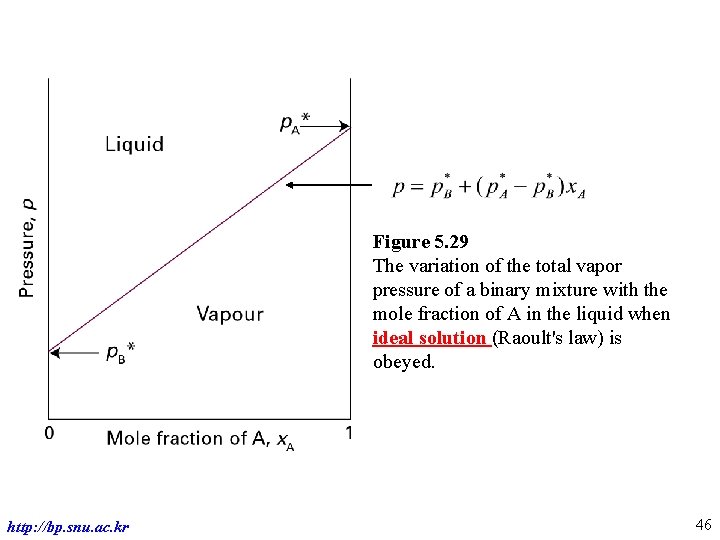 Figure 5. 29 The variation of the total vapor pressure of a binary mixture