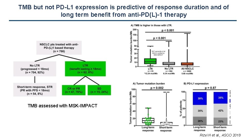 TMB but not PD-L 1 expression is predictive of response duration and of long