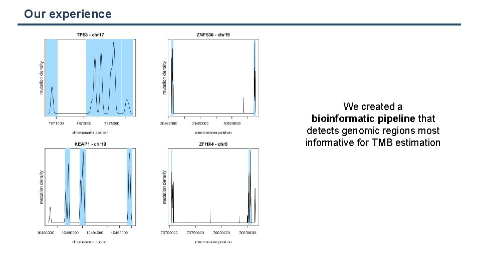 Our experience We created a bioinformatic pipeline that detects genomic regions most informative for