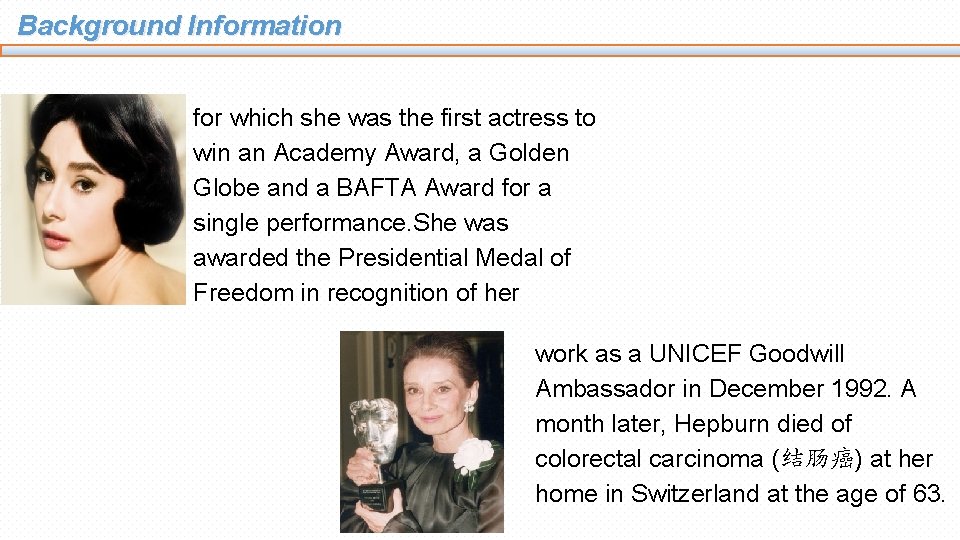 Background Information for which she was the first actress to win an Academy Award,