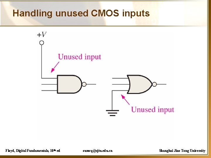 Handling unused CMOS inputs Floyd, Digital Fundamentals, 10 th ed sunwq@sjtu. edu. cn Shanghai