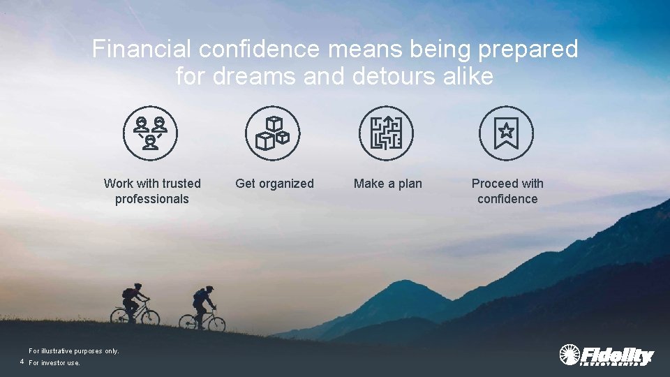 Financial confidence means being prepared for dreams and detours alike Work with trusted professionals