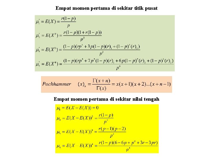 Empat momen pertama di sekitar titik pusat Empat momen pertama di sekitar nilai tengah