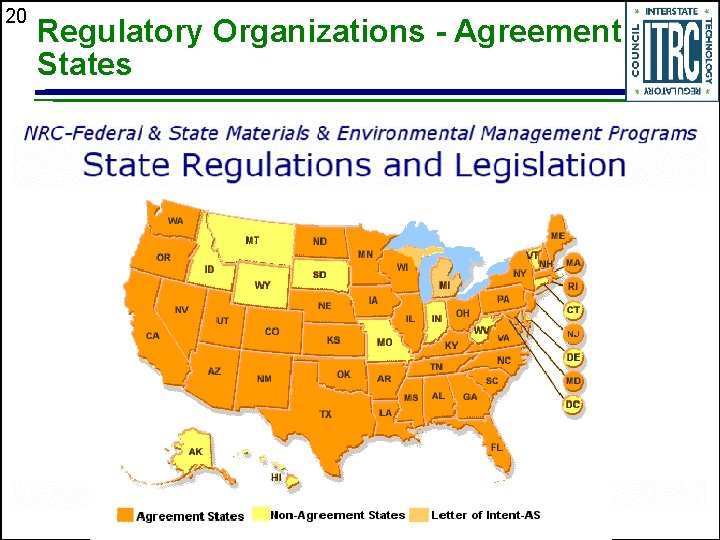 20 Regulatory Organizations - Agreement States 