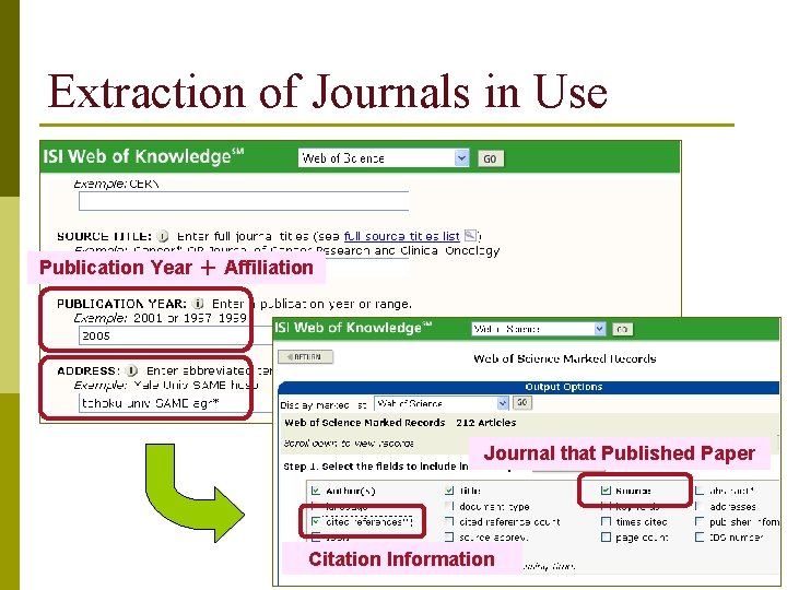 Extraction of Journals in Use Publication Year ＋ Affiliation Journal that Published Paper Citation