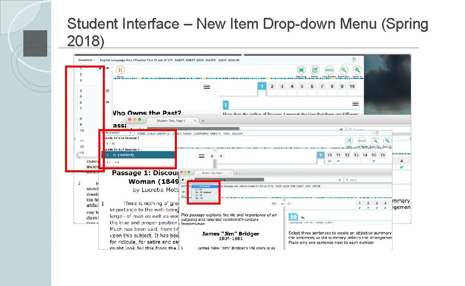 Student Interface – New Item Drop-down Menu (Spring 2018) 