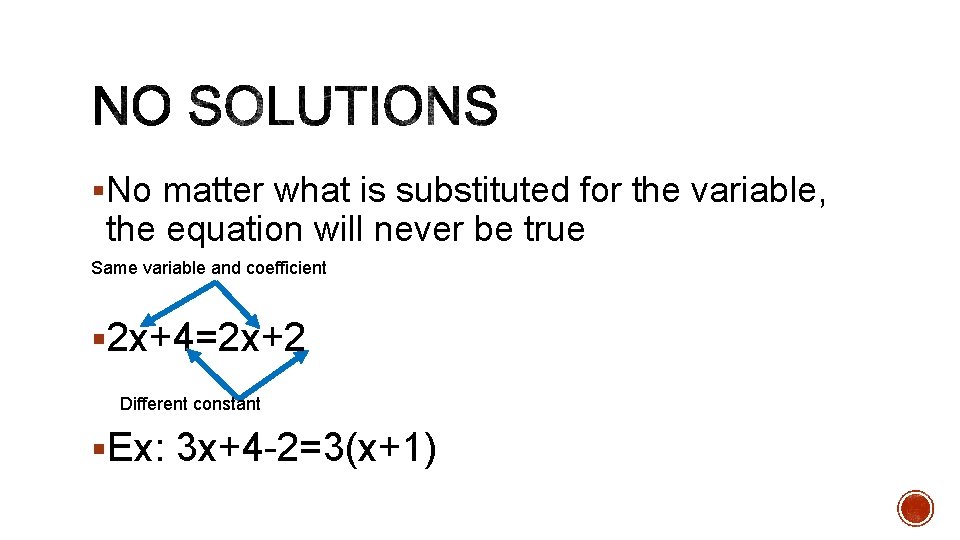 §No matter what is substituted for the variable, the equation will never be true