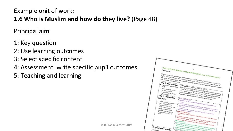 Example unit of work: 1. 6 Who is Muslim and how do they live?