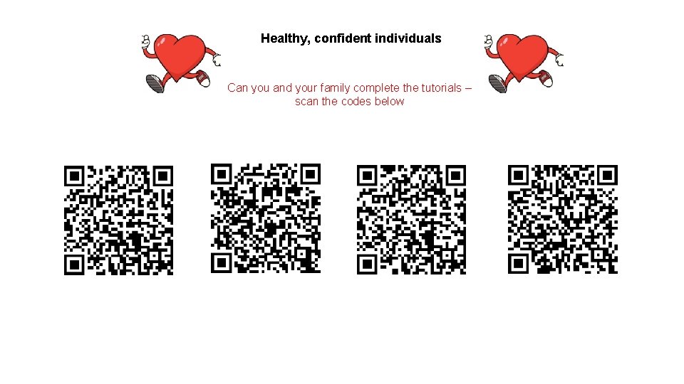 Healthy, confident individuals Can you and your family complete the tutorials – scan the