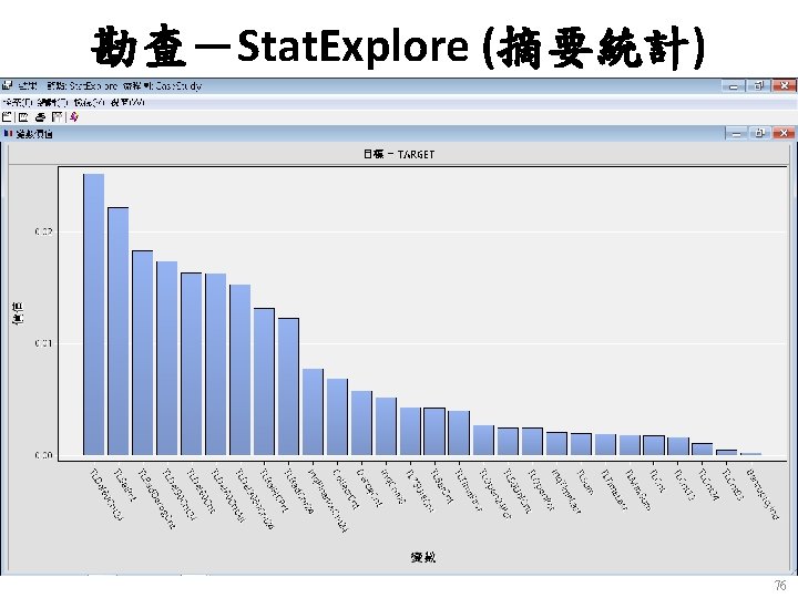 勘查－Stat. Explore (摘要統計) 76 